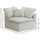 Meridian Plush Cream Velvet Standard Comfort Modular Corner Chair IMAGE 5