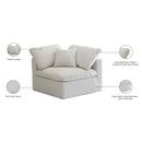 Meridian Plush Cream Velvet Standard Comfort Modular Corner Chair IMAGE 6