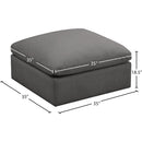 Meridian Plush Grey Velvet Standard Comfort Modular Ottoman IMAGE 4