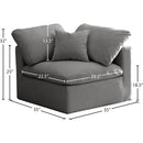 Meridian Plush Grey Velvet Standard Comfort Modular Corner Chair IMAGE 5
