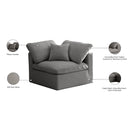 Meridian Plush Grey Velvet Standard Comfort Modular Corner Chair IMAGE 6