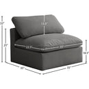 Meridian Plush Grey Velvet Standard Comfort Modular Armless Chair IMAGE 6