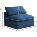 Meridian Plush Navy Velvet Standard Comfort Modular Armless Chair IMAGE 6