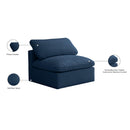 Meridian Plush Navy Velvet Standard Comfort Modular Armless Chair IMAGE 7