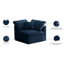 Meridian Plush Navy Velvet Standard Comfort Modular Corner Chair IMAGE 6