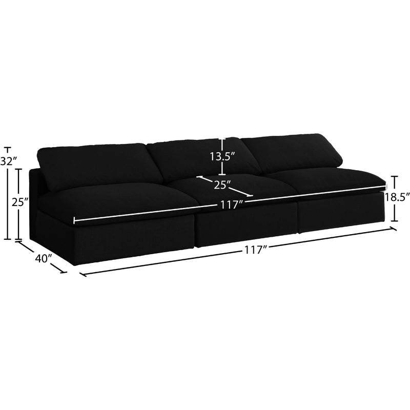 Meridian Serene Black Linen Textured Fabric Deluxe Comfort Modular Armless Sofa IMAGE 6
