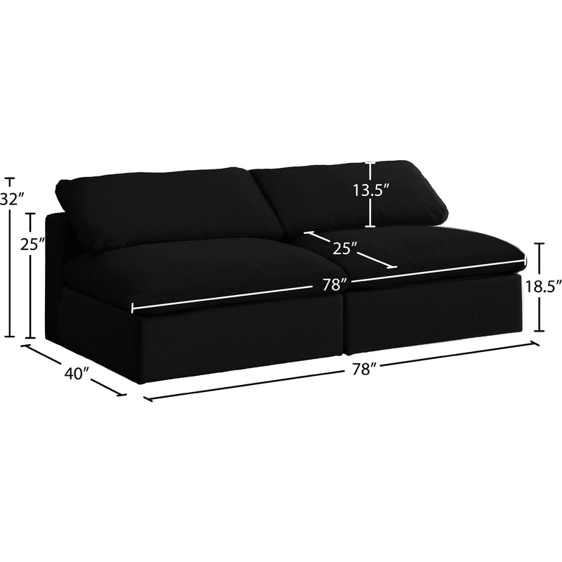 Meridian Serene Black Linen Textured Fabric Deluxe Comfort Modular Armless Sofa IMAGE 6