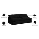 Meridian Serene Black Linen Textured Fabric Deluxe Comfort Modular Armless Sofa IMAGE 7