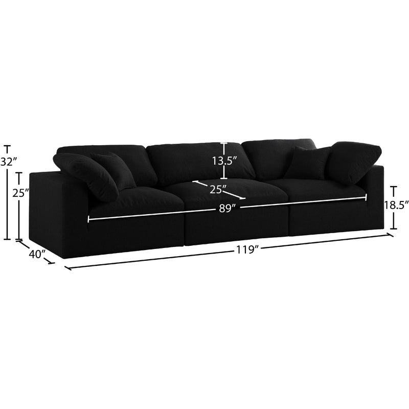 Meridian Serene Black Linen Textured Fabric Deluxe Comfort Modular Sofa IMAGE 8