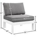 Meridian Nizuc Grey Water Resistant Fabric Outdoor Patio Aluminum Armless Chair IMAGE 8