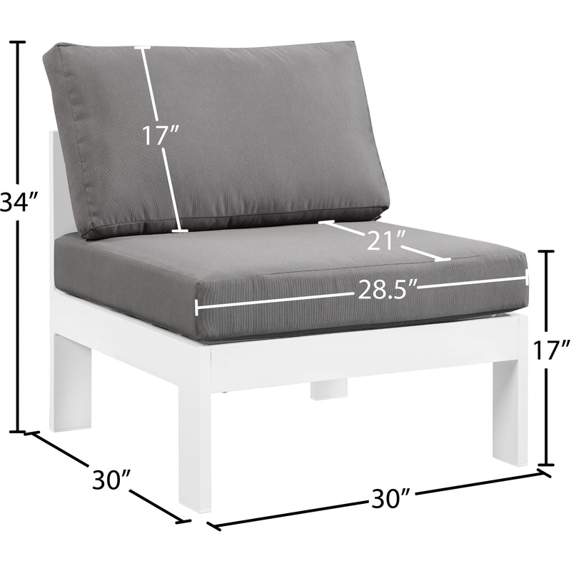 Meridian Nizuc Grey Water Resistant Fabric Outdoor Patio Aluminum Armless Chair IMAGE 8