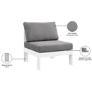 Meridian Nizuc Grey Water Resistant Fabric Outdoor Patio Aluminum Armless Chair IMAGE 9