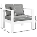 Meridian Nizuc Grey Water Resistant Fabric Outdoor Patio Aluminum Arm Chair IMAGE 7