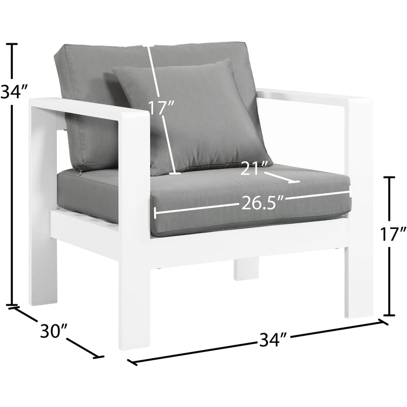 Meridian Nizuc Grey Water Resistant Fabric Outdoor Patio Aluminum Arm Chair IMAGE 7