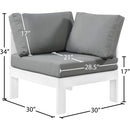 Meridian Nizuc Grey Water Resistant Fabric Outdoor Patio Aluminum Corner Chair IMAGE 7