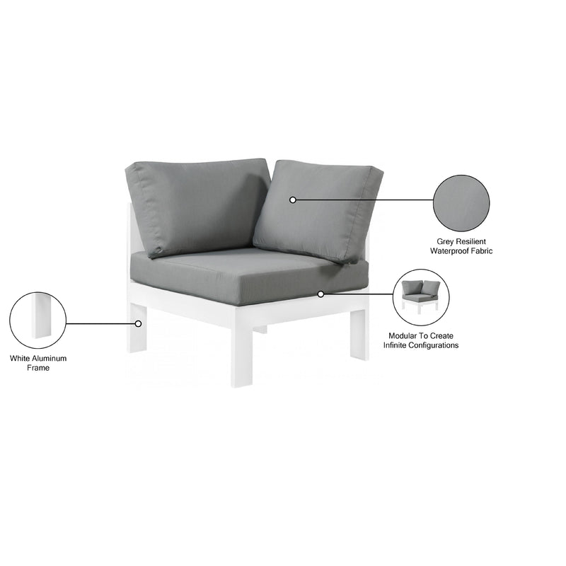Meridian Nizuc Grey Water Resistant Fabric Outdoor Patio Aluminum Corner Chair IMAGE 8