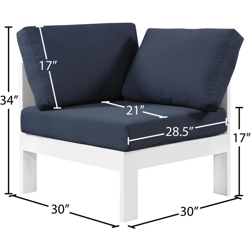 Meridian Nizuc Navy Water Resistant Fabric Outdoor Patio Aluminum Corner Chair IMAGE 7