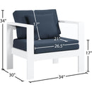 Meridian Nizuc Navy Water Resistant Fabric Outdoor Patio Aluminum Arm Chair IMAGE 8