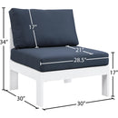 Meridian Nizuc Navy Water Resistant Fabric Outdoor Patio Aluminum Armless Chair IMAGE 8