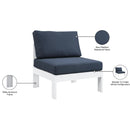 Meridian Nizuc Navy Water Resistant Fabric Outdoor Patio Aluminum Armless Chair IMAGE 9