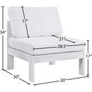 Meridian Nizuc White Water Resistant Fabric Outdoor Patio Aluminum Armless Chair IMAGE 8