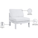 Meridian Nizuc White Water Resistant Fabric Outdoor Patio Aluminum Armless Chair IMAGE 9