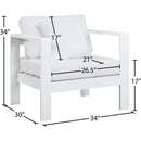 Meridian Nizuc White Water Resistant Fabric Outdoor Patio Aluminum Arm Chair IMAGE 8