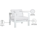 Meridian Nizuc White Water Resistant Fabric Outdoor Patio Aluminum Arm Chair IMAGE 9