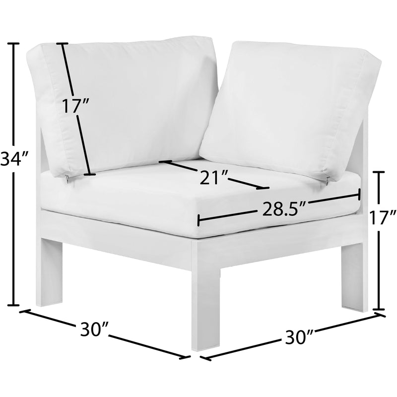 Meridian Nizuc White Water Resistant Fabric Outdoor Patio Aluminum Corner Chair IMAGE 7