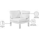 Meridian Nizuc White Water Resistant Fabric Outdoor Patio Aluminum Corner Chair IMAGE 8