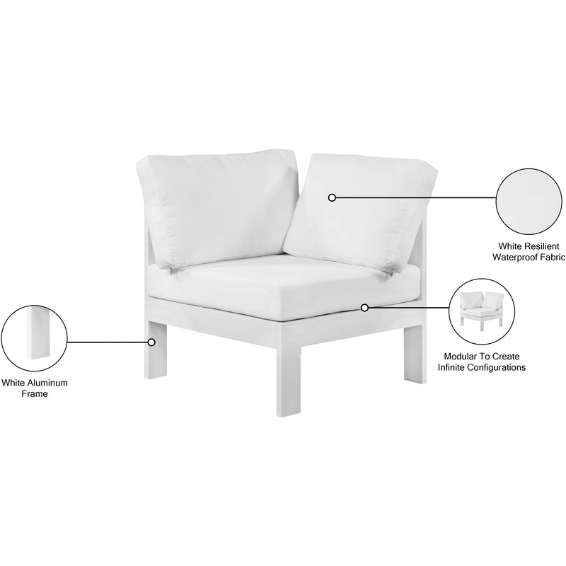 Meridian Nizuc White Water Resistant Fabric Outdoor Patio Aluminum Corner Chair IMAGE 8