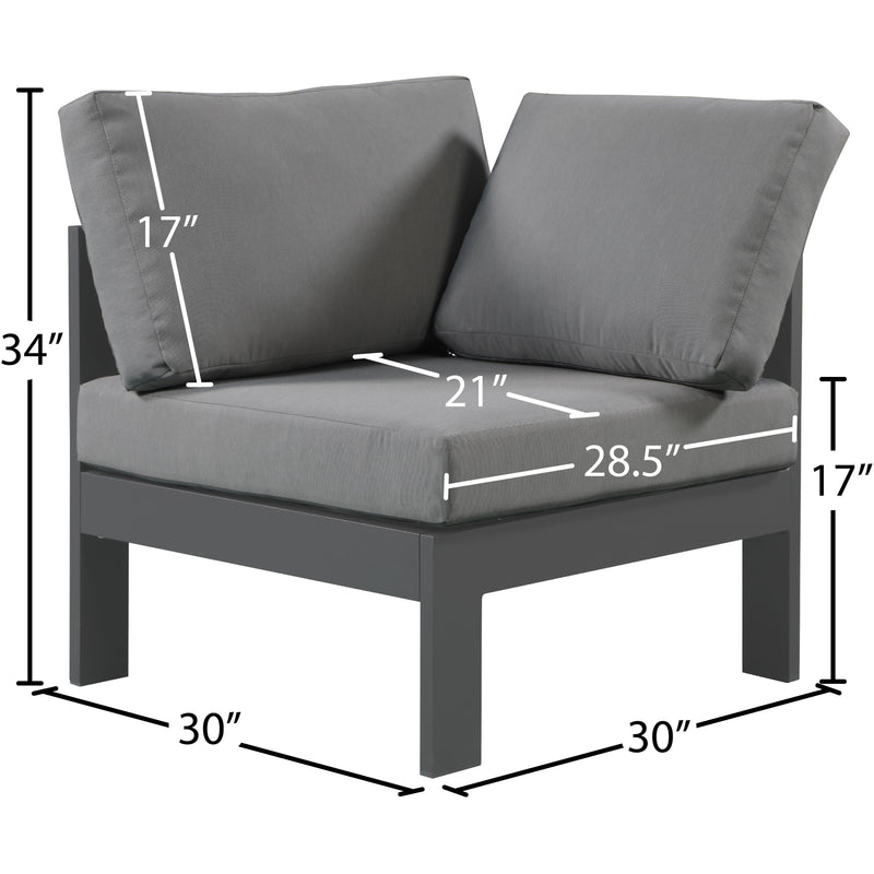 Meridian Nizuc Grey Water Resistant Fabric Outdoor Patio Aluminum Corner Chair IMAGE 7