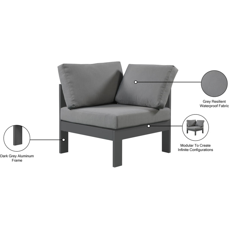 Meridian Nizuc Grey Water Resistant Fabric Outdoor Patio Aluminum Corner Chair IMAGE 8