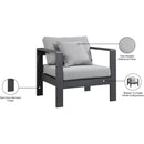 Meridian Nizuc Grey Water Resistant Fabric Outdoor Patio Aluminum Arm Chair IMAGE 9