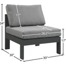 Meridian Nizuc Grey Water Resistant Fabric Outdoor Patio Aluminum Armless Chair IMAGE 8