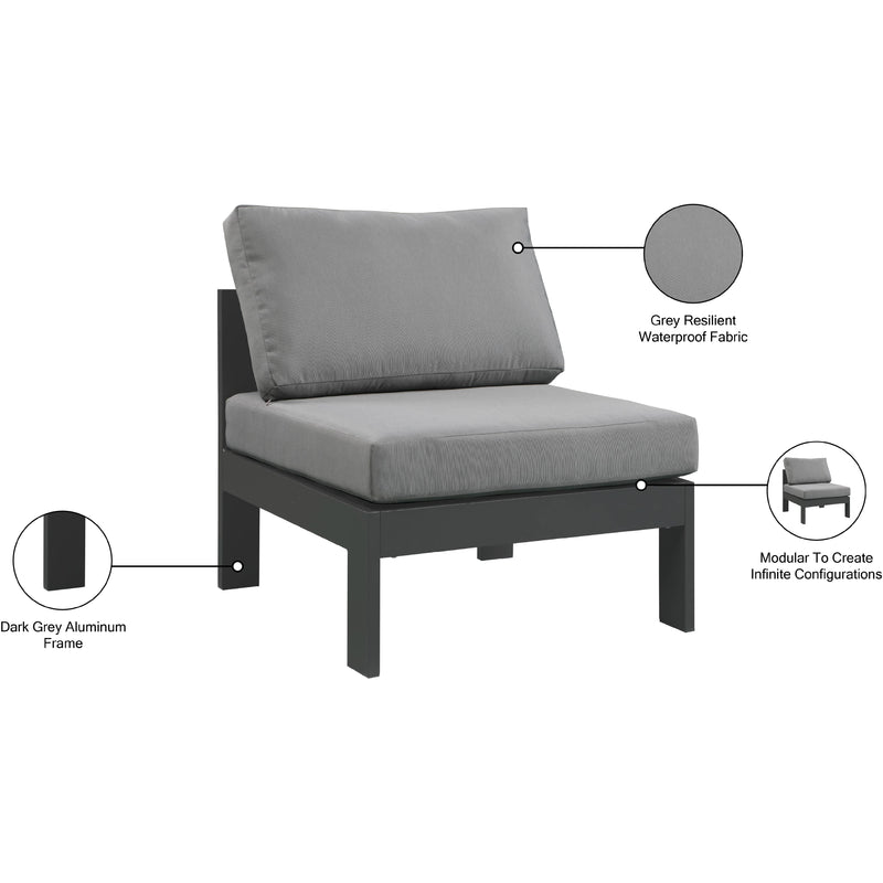 Meridian Nizuc Grey Water Resistant Fabric Outdoor Patio Aluminum Armless Chair IMAGE 9