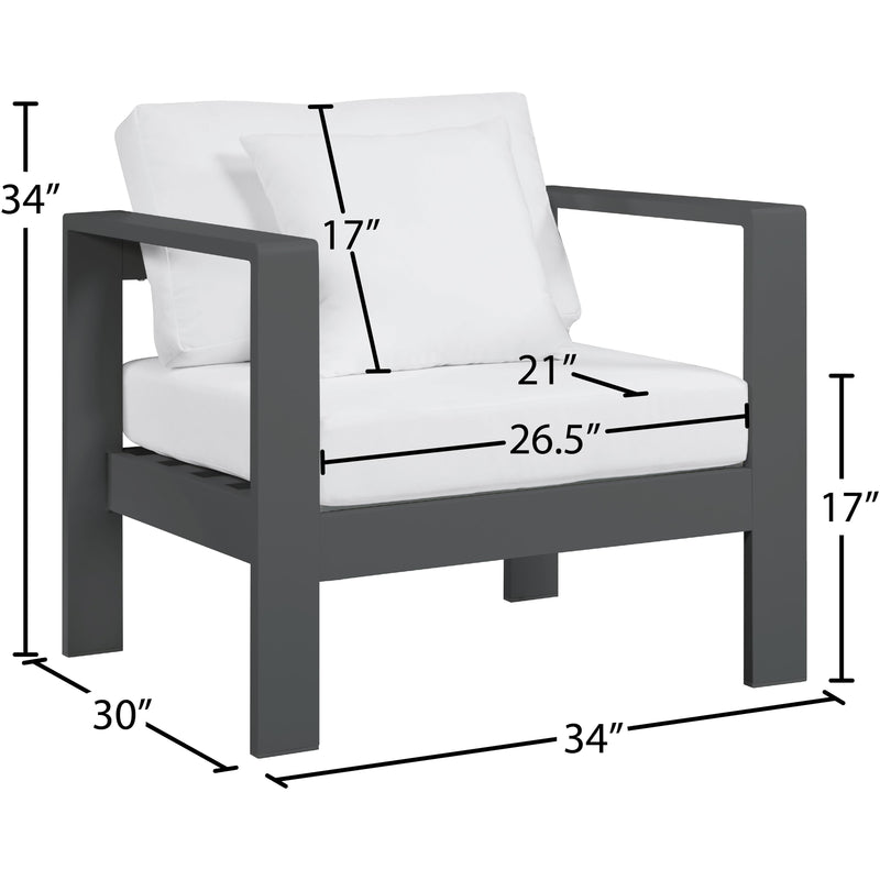 Meridian Nizuc White Water Resistant Fabric Outdoor Patio Aluminum Arm Chair IMAGE 8