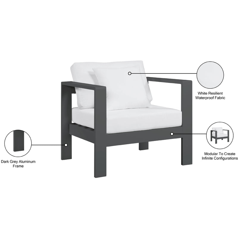 Meridian Nizuc White Water Resistant Fabric Outdoor Patio Aluminum Arm Chair IMAGE 9