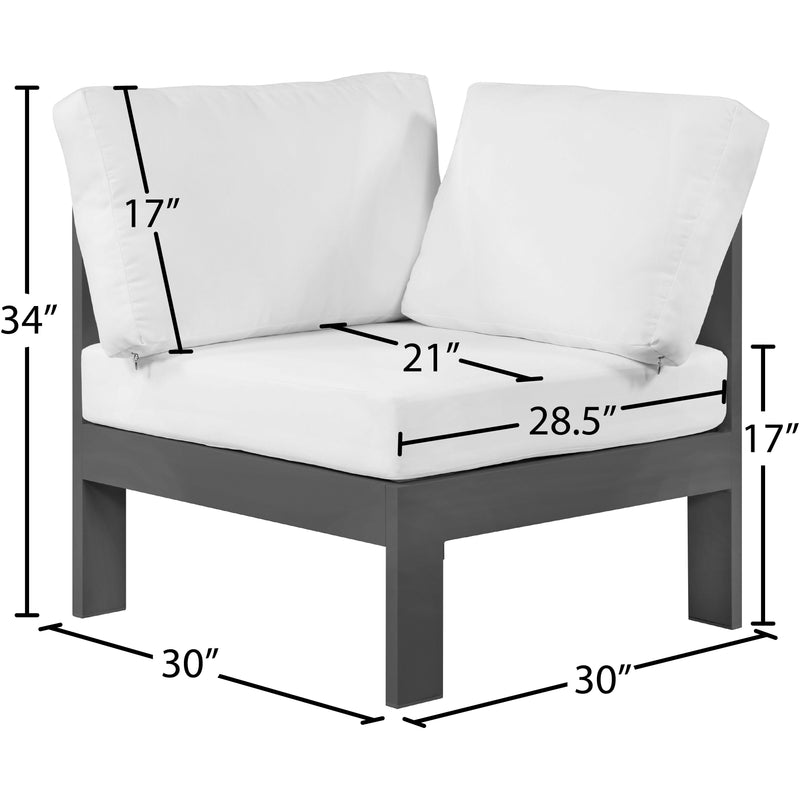 Meridian Nizuc White Water Resistant Fabric Outdoor Patio Aluminum Corner Chair IMAGE 7