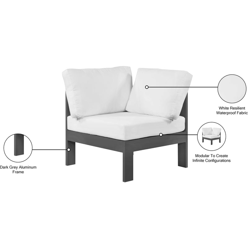Meridian Nizuc White Water Resistant Fabric Outdoor Patio Aluminum Corner Chair IMAGE 8