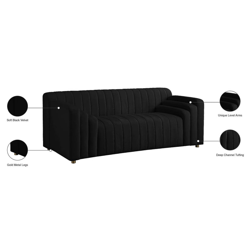 Meridian Naya Black Velvet Loveseat IMAGE 8