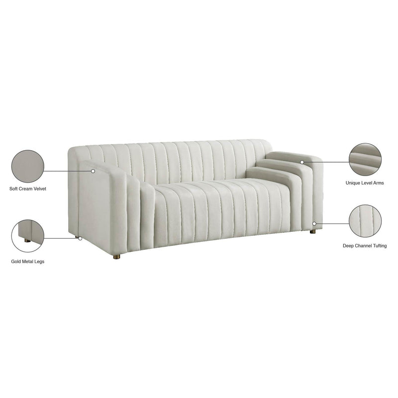Meridian Naya Cream Velvet Loveseat IMAGE 10