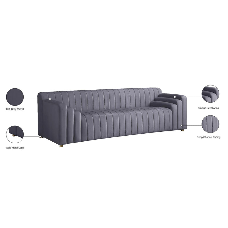 Meridian Naya Grey Velvet Sofa IMAGE 10