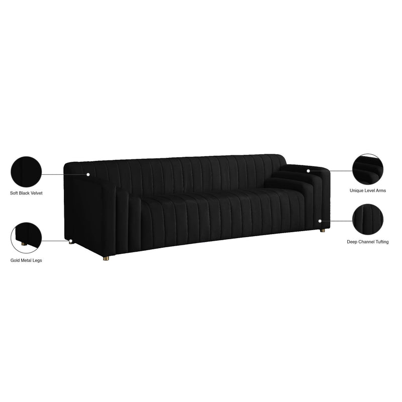 Meridian Naya Black Velvet Sofa IMAGE 8
