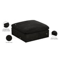 Meridian Cozy Black Velvet Ottoman IMAGE 5