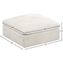 Meridian Cozy Cream Velvet Ottoman IMAGE 4