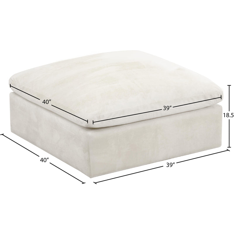 Meridian Cozy Cream Velvet Ottoman IMAGE 4