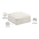 Meridian Cozy Cream Velvet Ottoman IMAGE 5