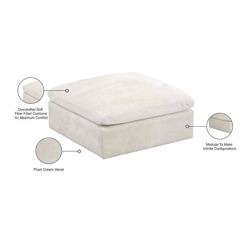 Meridian Cozy Cream Velvet Ottoman IMAGE 5