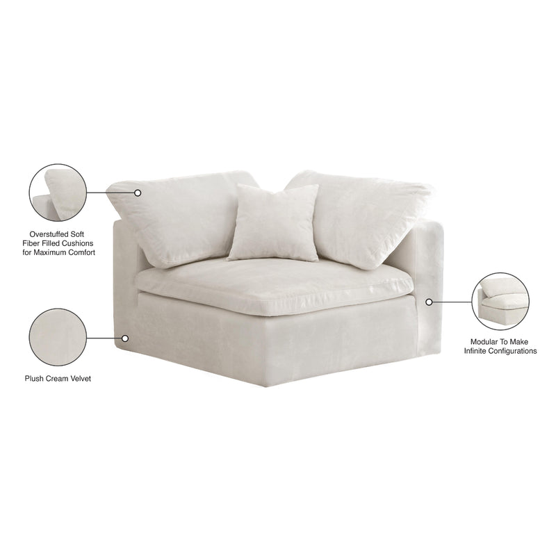Meridian Cozy Cream Velvet Chair IMAGE 6